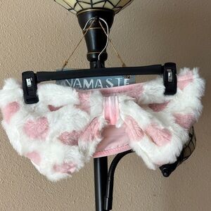 J. Valentine Faux Fur Heart-Print Pink & White Women's Top